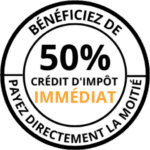 Badge 50% crédit d'impot immédiat avec notre entreprise de nettoyage