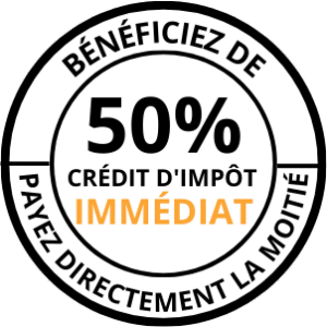 Badge 50% crédit d'impot immédiat avec notre entreprise de nettoyage